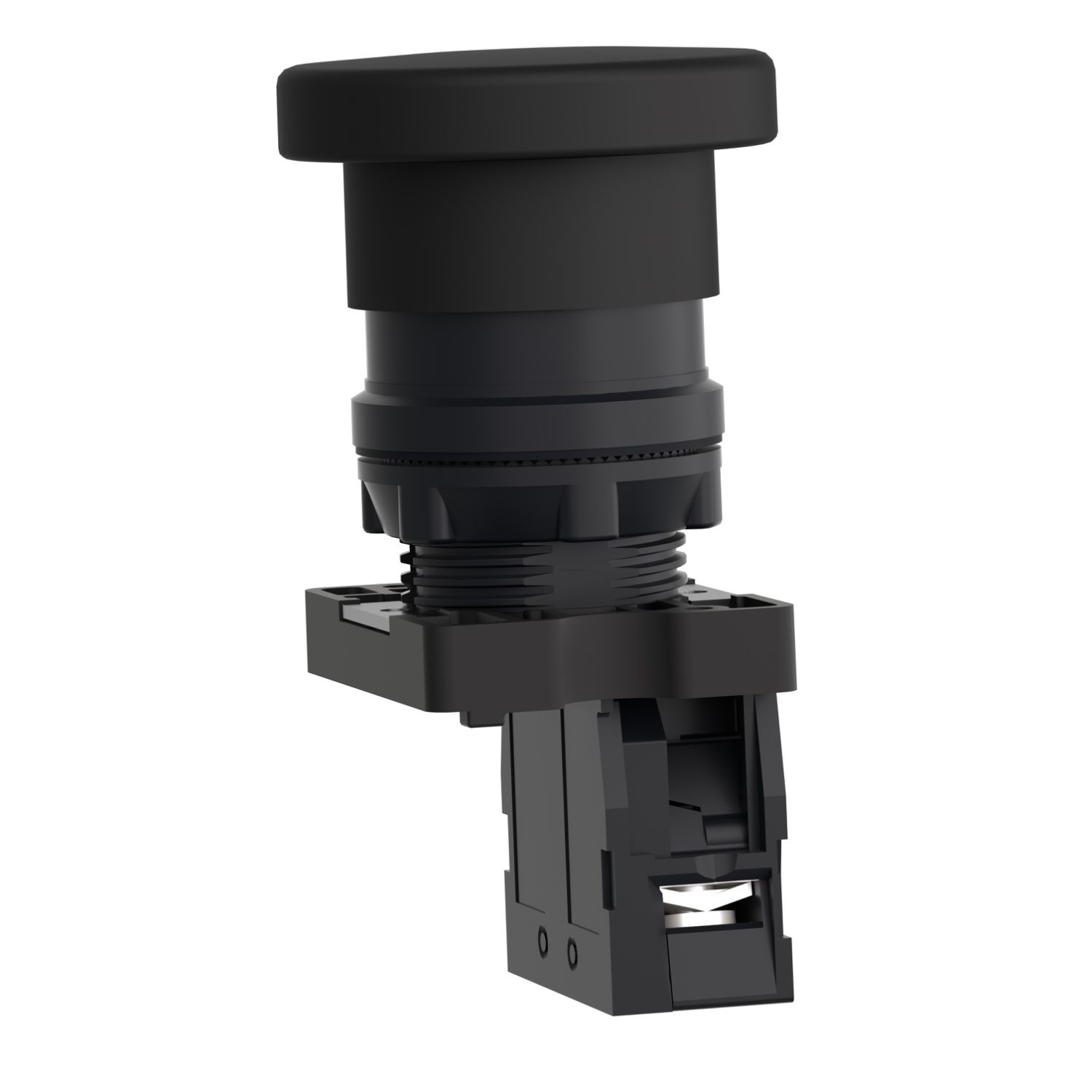 Picture of Complete push button, Easy Harmony XA2, plastic, black mushroom head 40mm, 22mm, 1NO