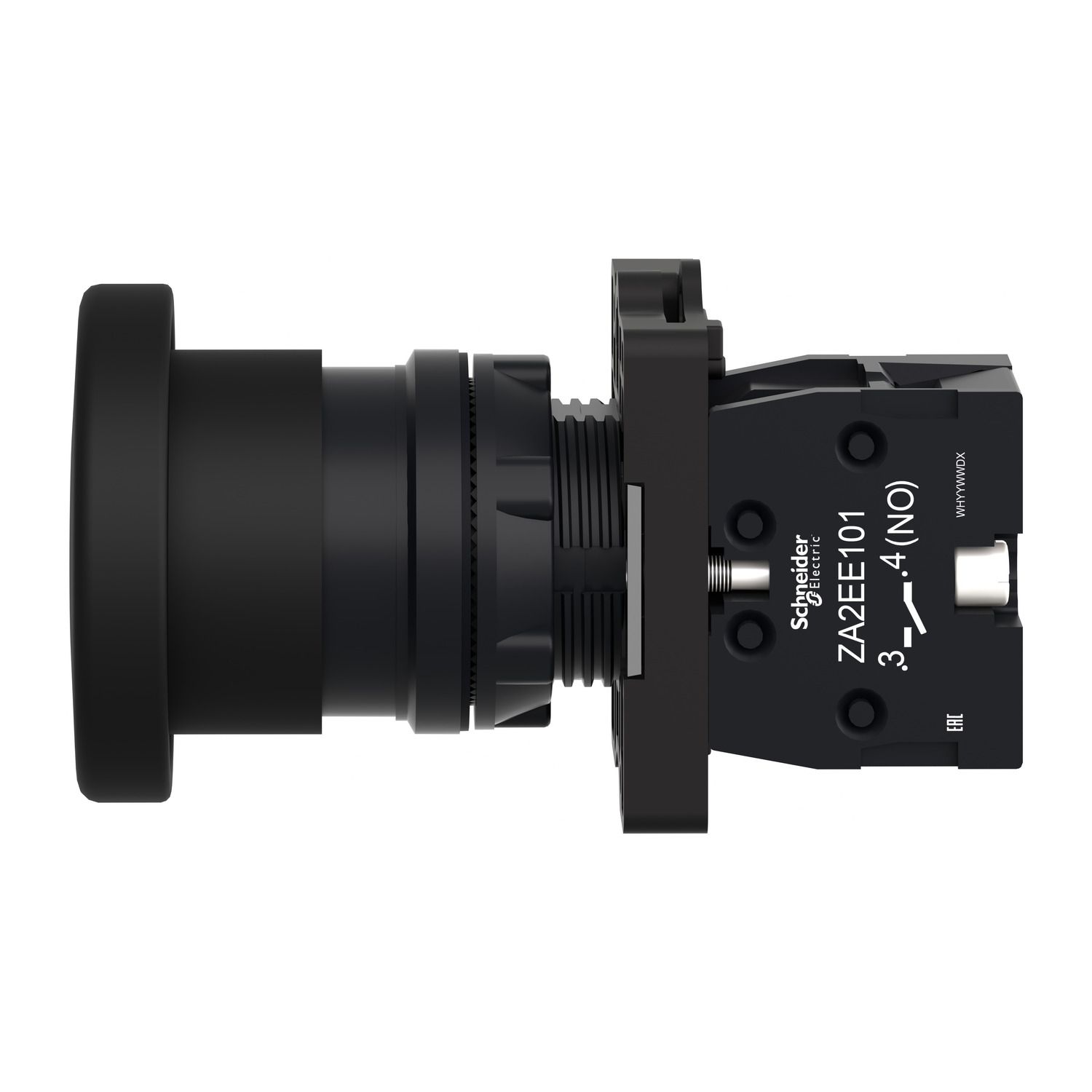 Picture of Complete push button, Easy Harmony XA2, plastic, black mushroom head 40mm, 22mm, 1NO