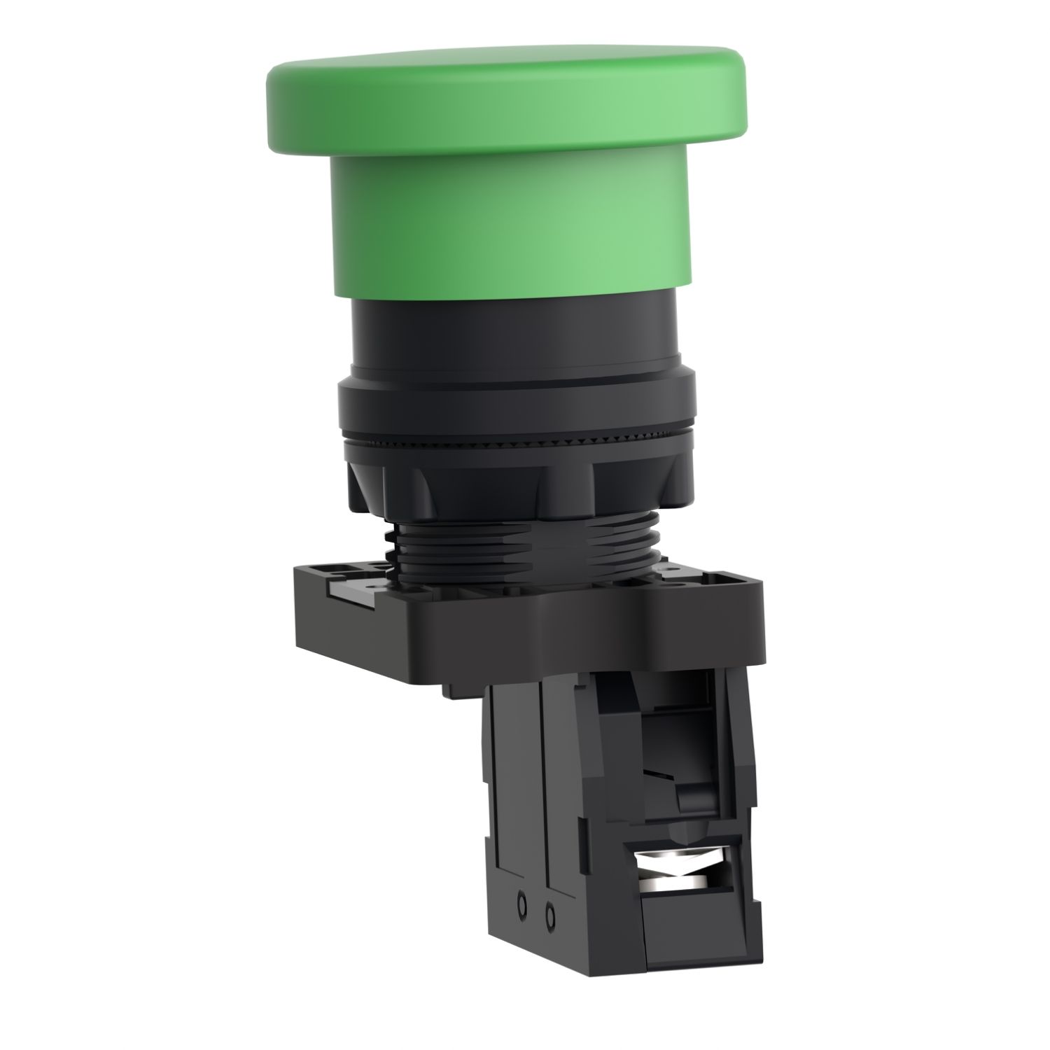 Picture of Complete push button, Easy Harmony XA2, plastic, green mushroom head 40mm, 22mm, 1NO