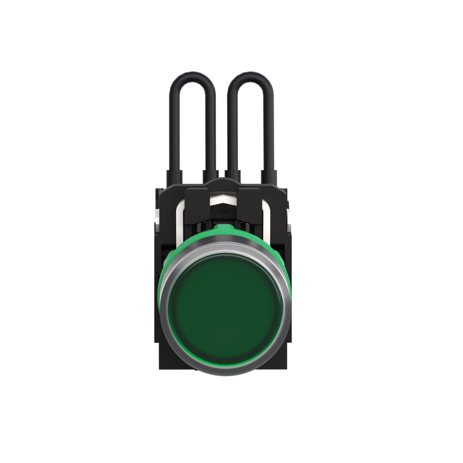 Picture of Push-to-test pilot light, Harmony XB5, plastic, green, universal LED, screw clamp terminals, 24V