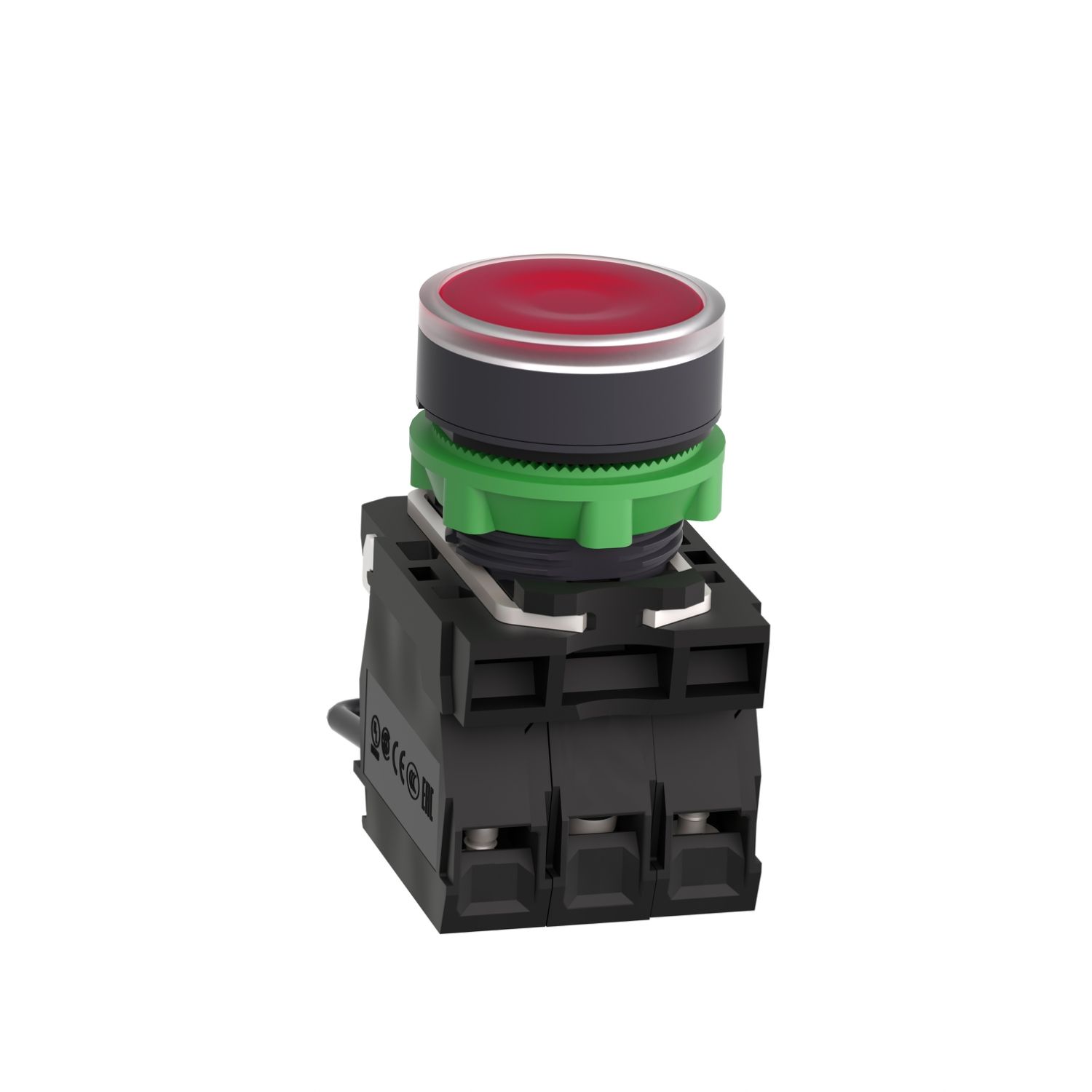 Picture of Push-to-test pilot light, Harmony XB5, plastic, red, universal LED, screw clamp terminals, 24V