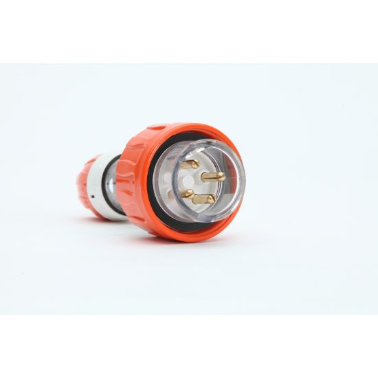 Picture of Plug - Straight, 20A, 500V, 4-Round Pin, Quick Connect, Clear/Orange