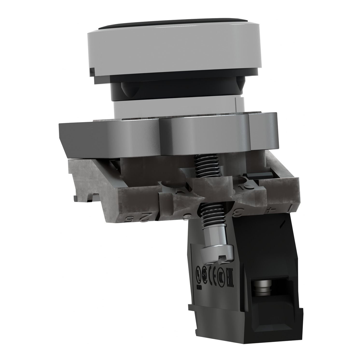 Picture of Push button, metal, Harmony XB4, flush, black, 22mm, spring return, unmarked, 1NO