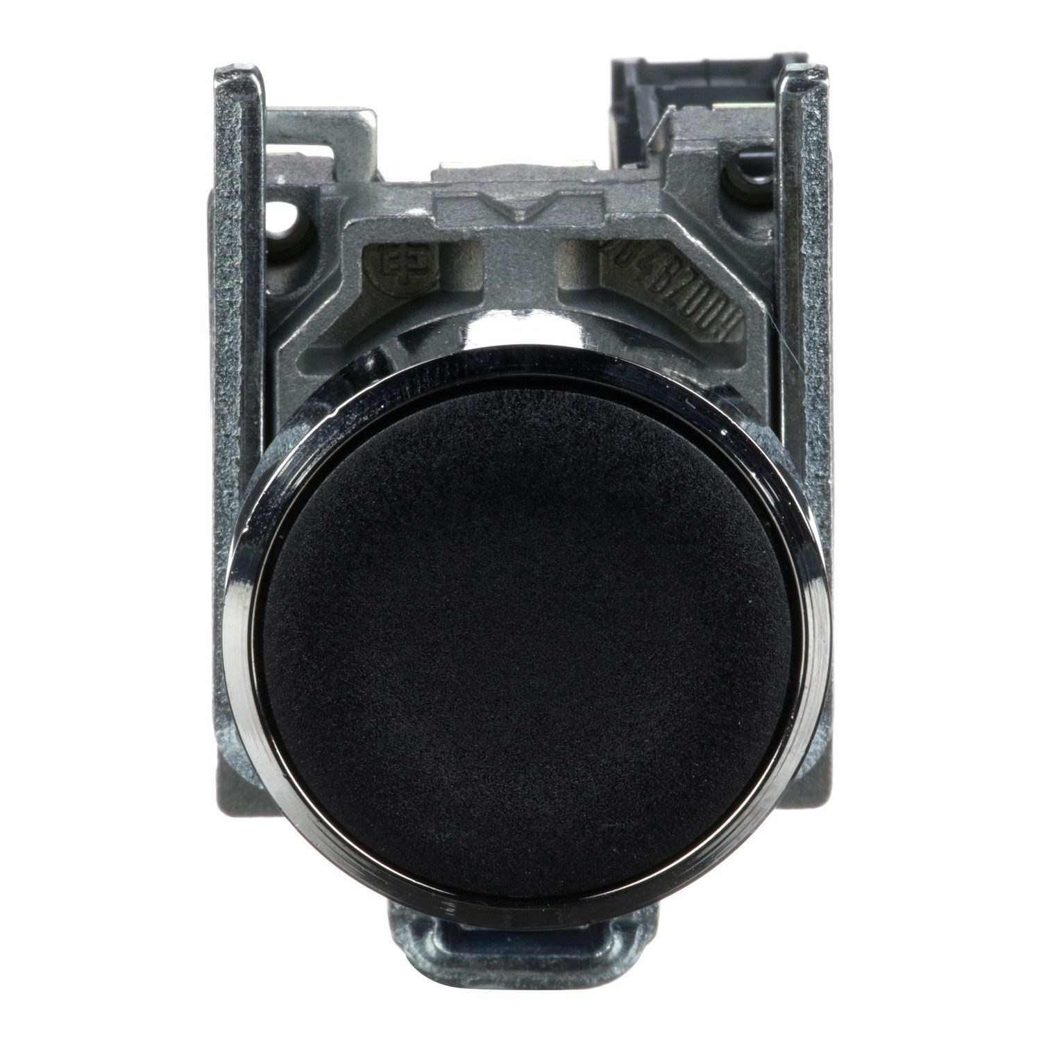 Picture of Push button, metal, Harmony XB4, flush, black, 22mm, spring return, unmarked, 1NO