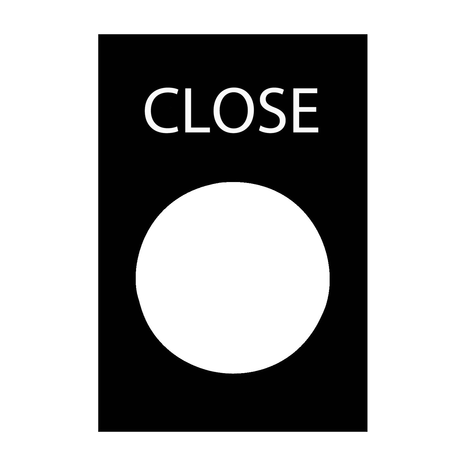 Picture of Marked legend, Harmony XAC, nameplate, 30 x 40mm, plastic, black, 22mm push button, white marked CLOSE