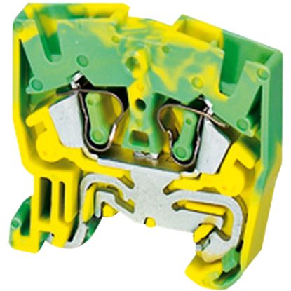 Picture of Mini Terminal block, Linergy TR, spring type, protective earth, 2 points, 2.5mm², Green-yellow, for 15mm rail, set of 50