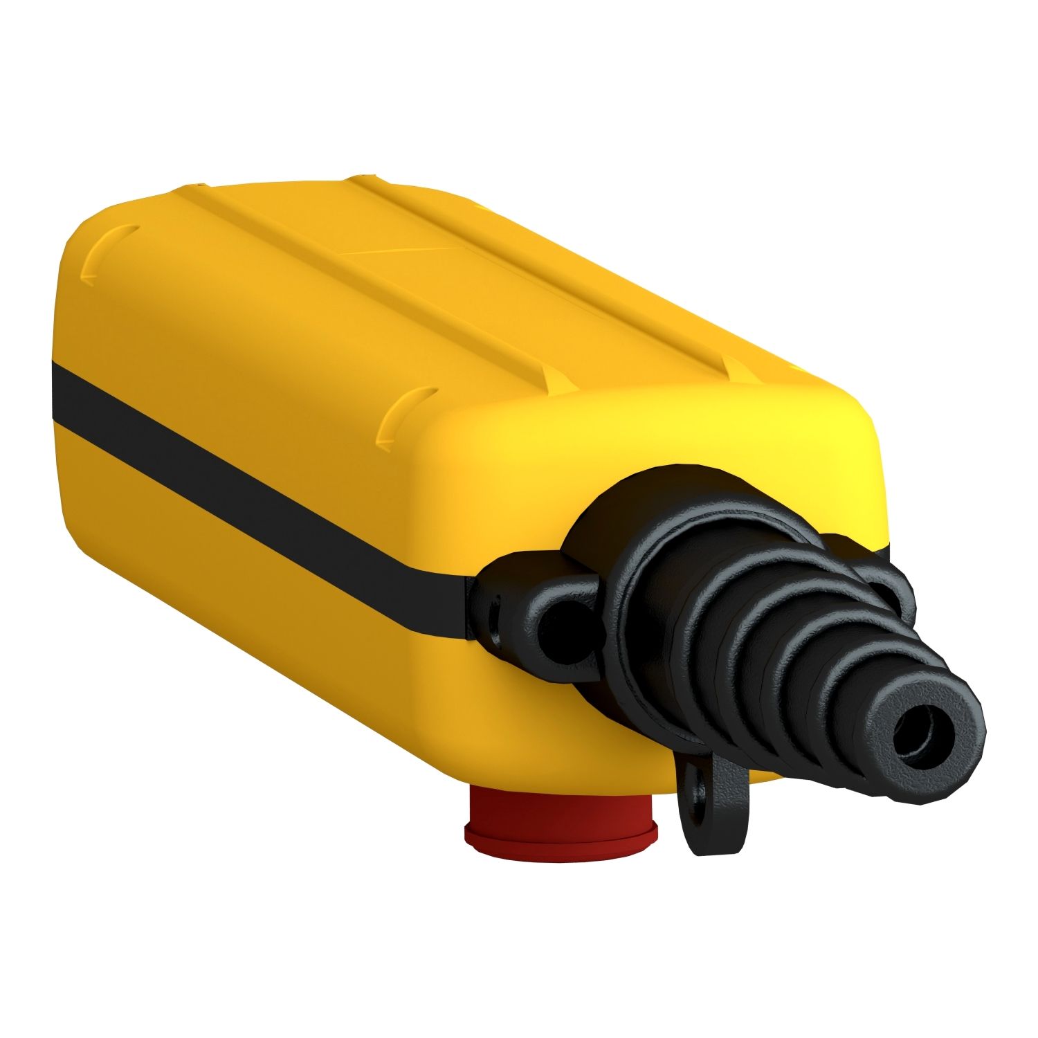 Picture of Pendant control station, Harmony XAC, plastic, yellow, 4 push buttons with NO+NC, 1 emergency stop NC