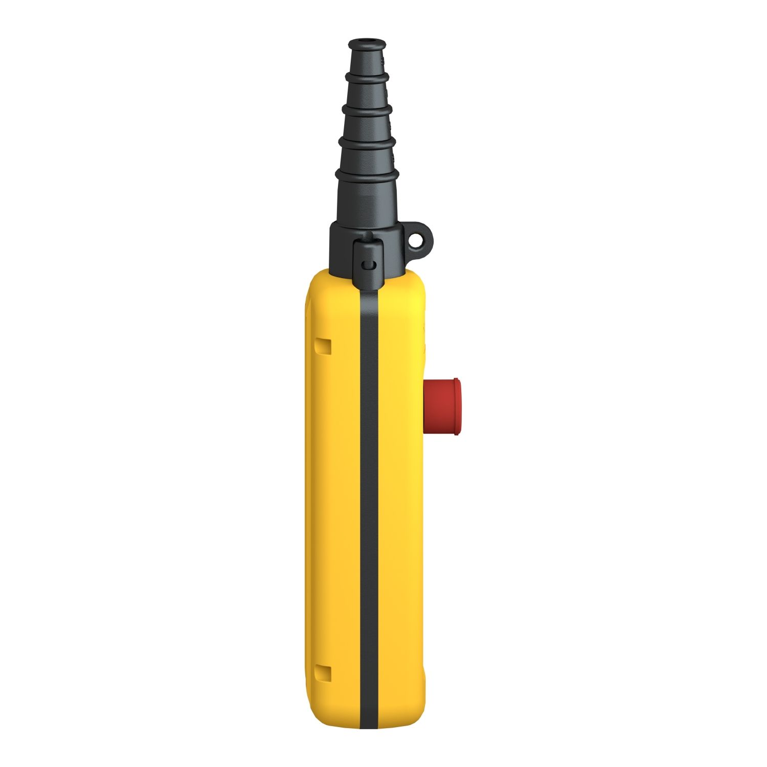 Picture of Pendant control station, Harmony XAC, plastic, yellow, 4 push buttons with NO+NC, 1 emergency stop NC