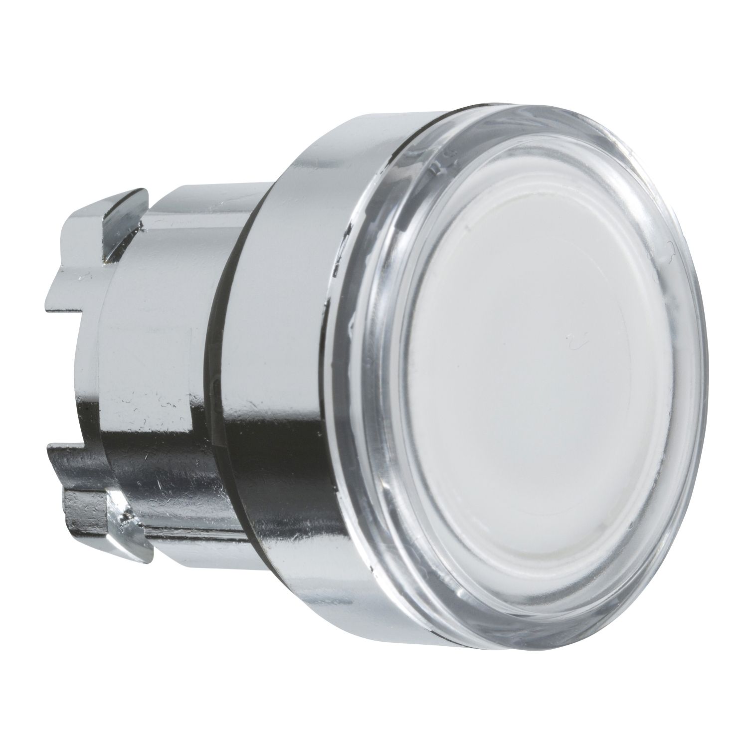 Picture of Head for illuminated push button, Harmony XB4, metal, flush, white, 22mm, spring return, plain lens for BA9s bulb