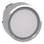 Picture of Head for illuminated push button, Harmony XB4, metal, white flush, 22mm, universal LED, spring return, plan lens