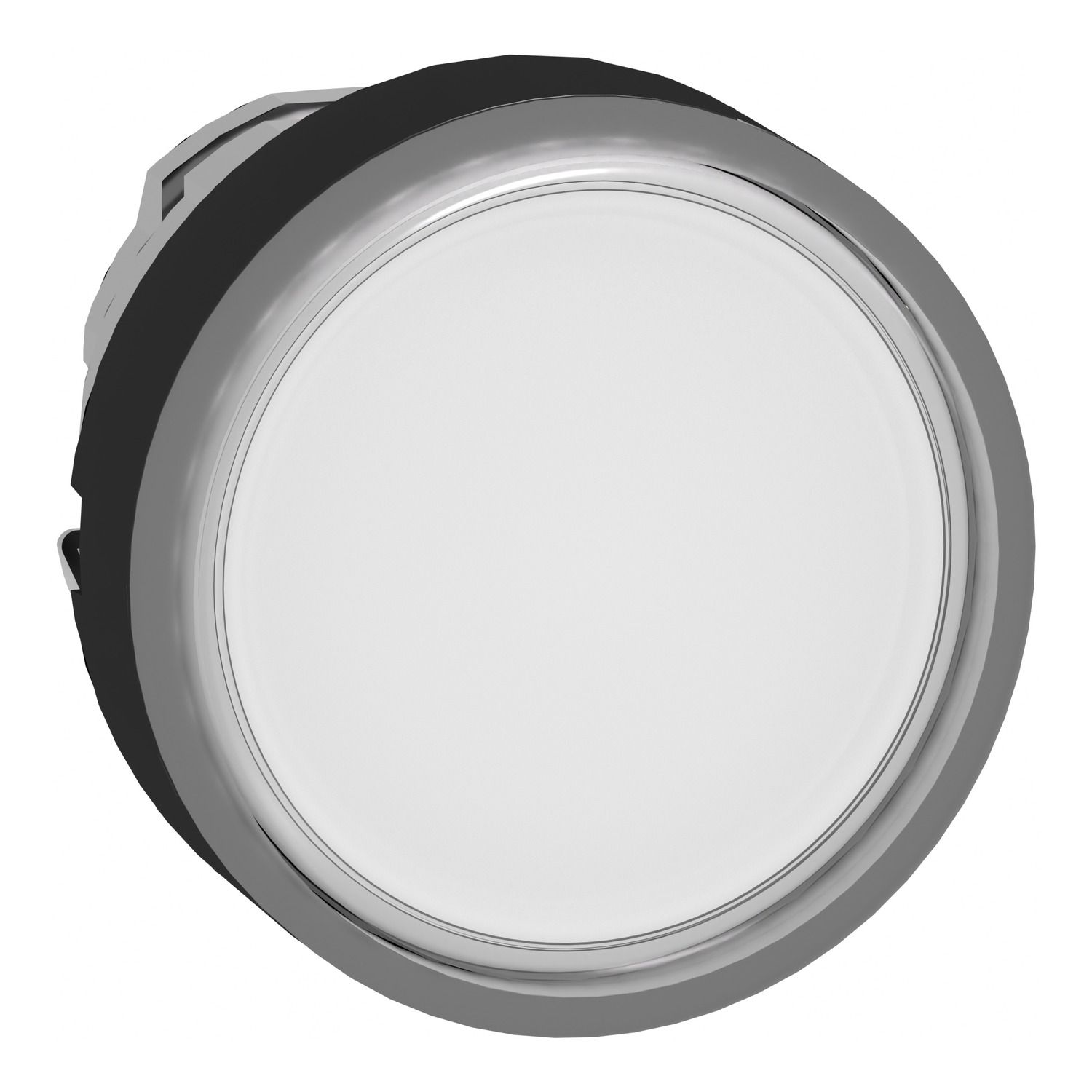 Picture of Head for illuminated push button, Harmony XB4, white flush, 22mm, universal LED, spring return, plain, unmarked