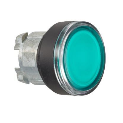 Picture of Head for illuminated push button, Harmony XB4, green flush pushbutton Ø22 mm spring return BA9s bulb