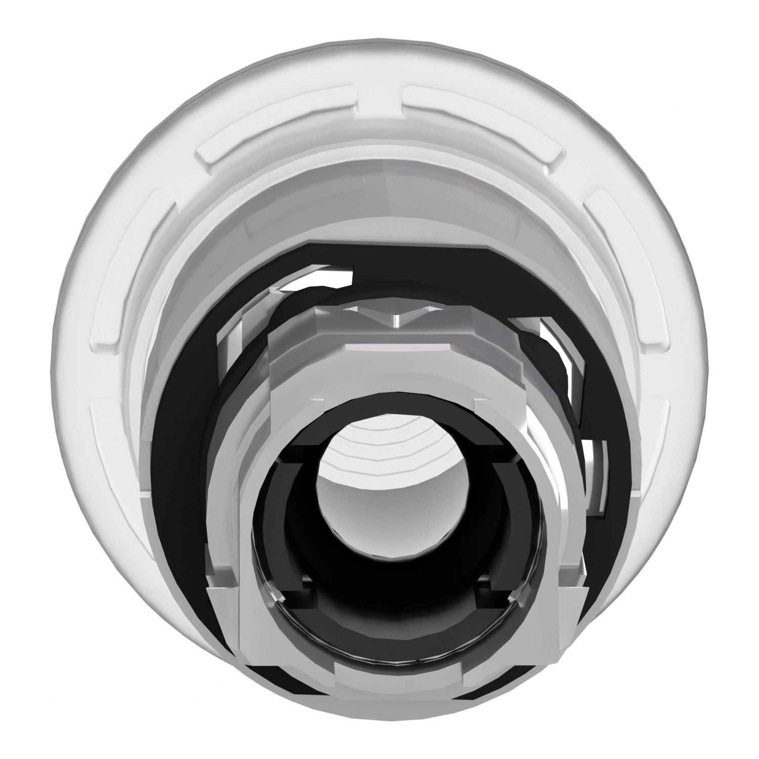 Picture of Head for illuminated push button, Harmony XB4, white, mushroom 40mm, 22mm, latching, push pull to release, universal LED, unmarked