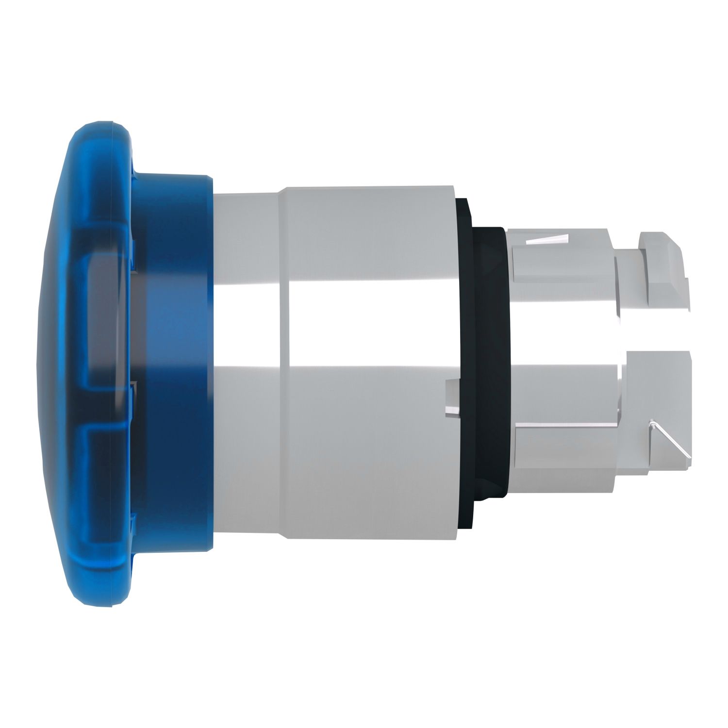 Picture of Head for illuminated push button, Harmony XB4, metal, blue mushroom 40mm, 22mm, universal LED, latching push pull