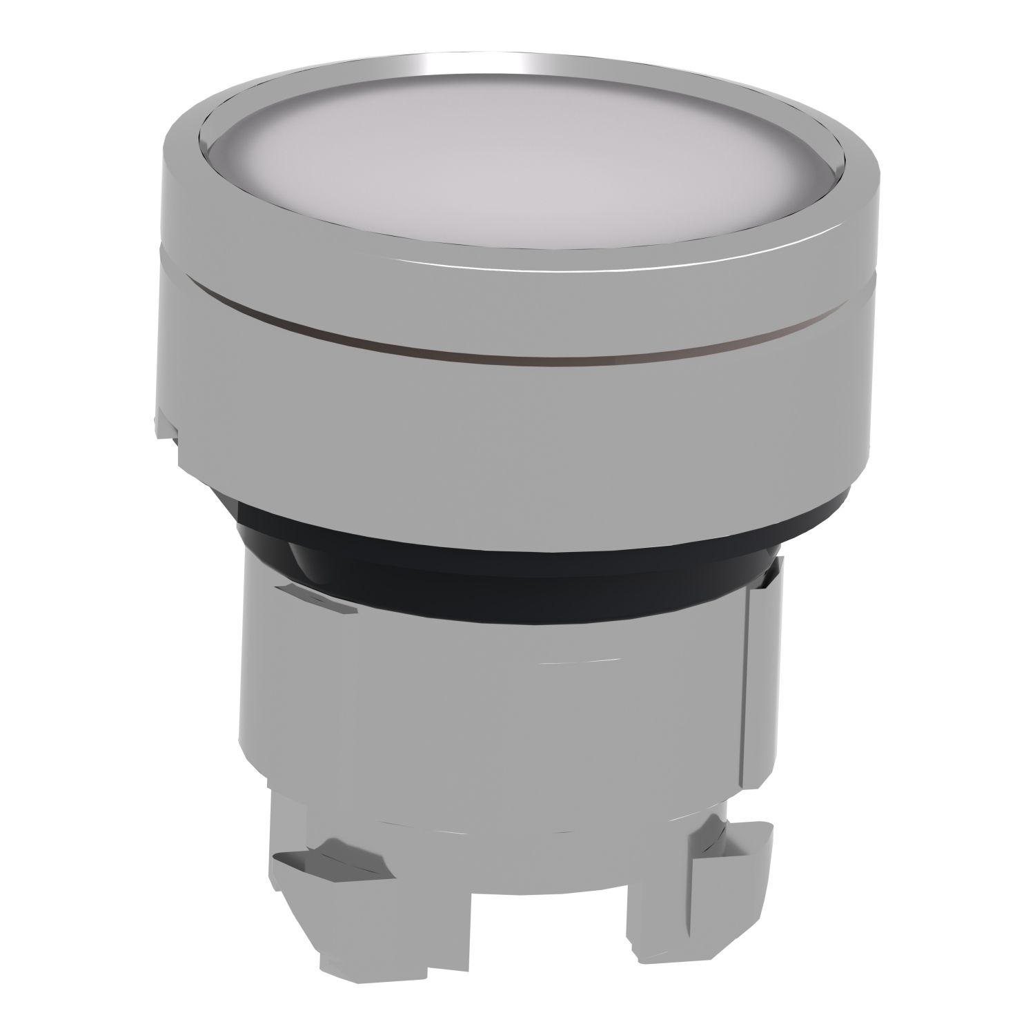 Picture of Head for illuminated push button, Harmony XB4, metal, white flush, 22mm, universal LED, for insertion legend
