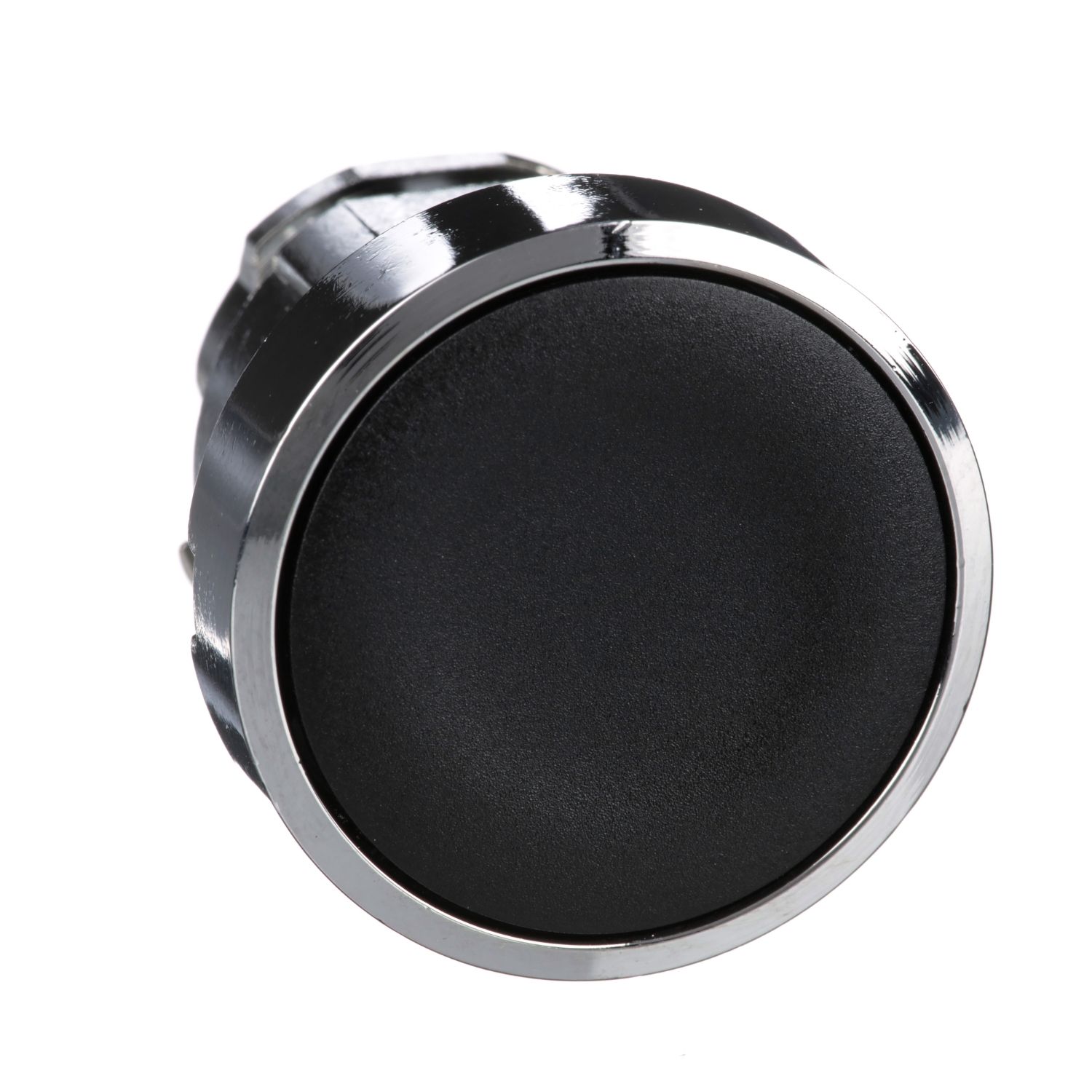 Picture of Push button head, Harmony XB4, metal, flush, black, 22mm, spring return, unmarked