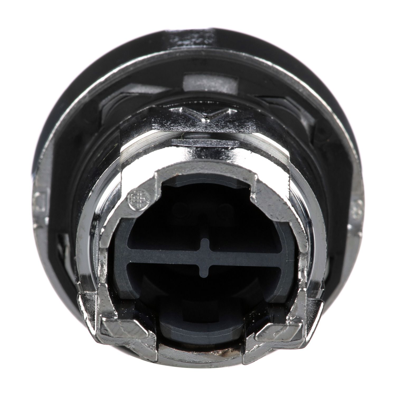 Picture of Push button head, Harmony XB4, metal, flush, black, 22mm, spring return, unmarked