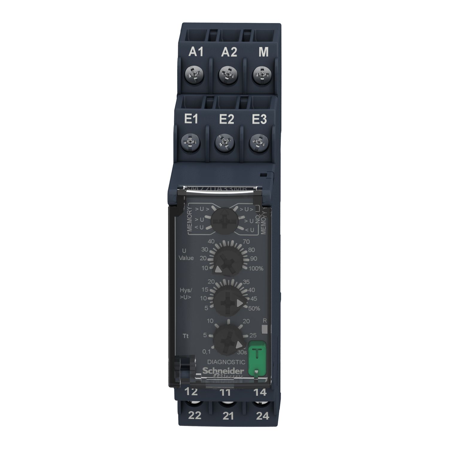 Picture of voltage control relay, Harmony Control Relays, 8A, 2CO, overvoltage or undervoltage detection, 15â€¦500V AC DC, 24â€¦240V AC DC