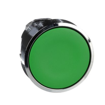 Picture of Push button head, Harmony XB4, metal, flush, green, 22mm, spring return, unmarked