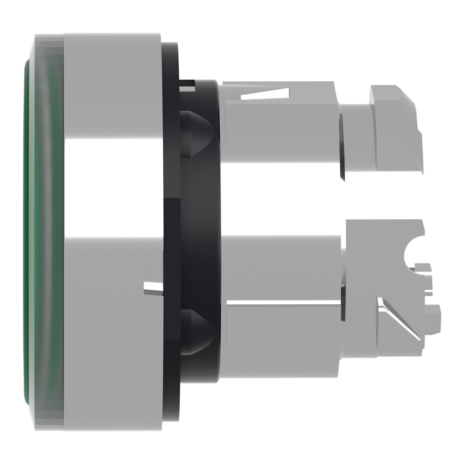 Picture of Head for illuminated push button, Harmony XB4, metal, green flush, 22mm, universal LED, for insertion legend