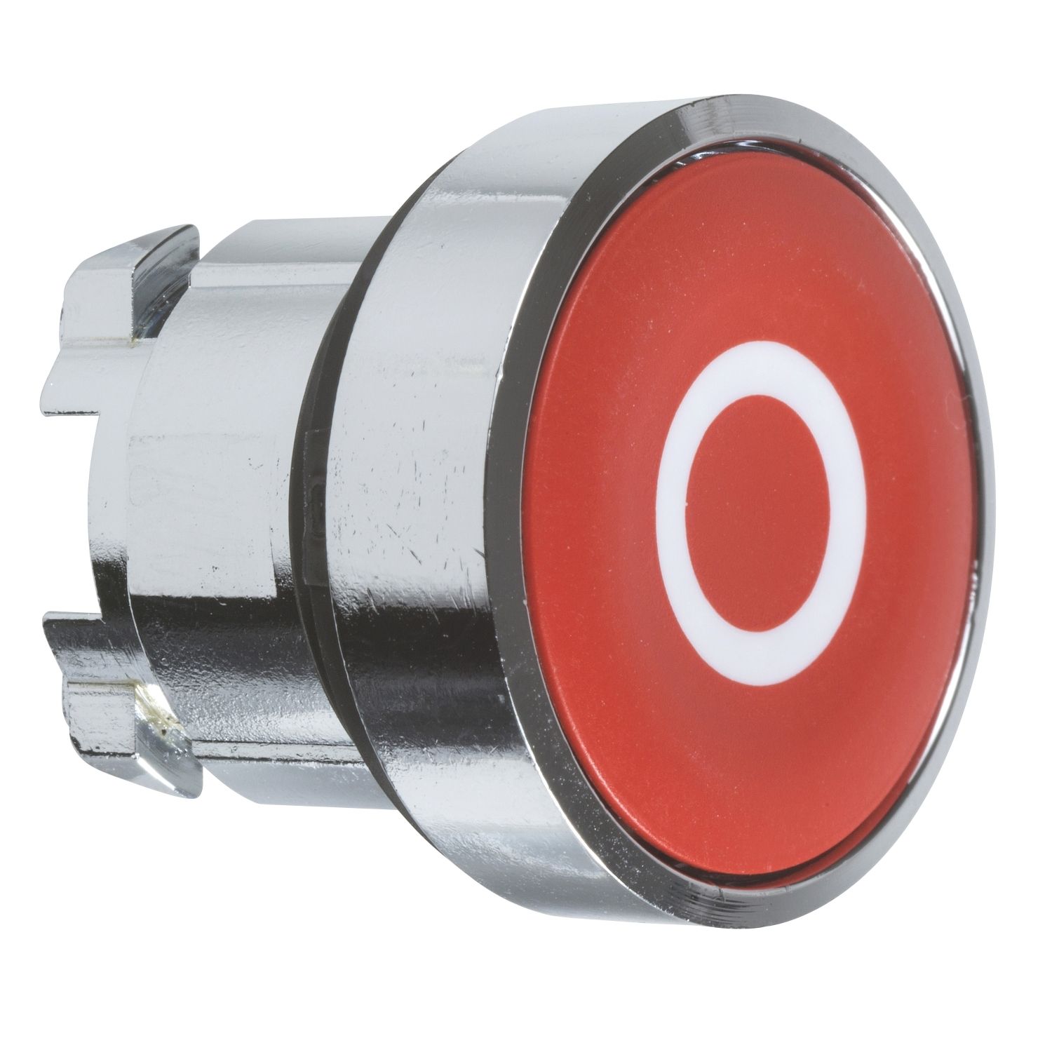 Picture of Push button head, Harmony XB4, metal, flush, red, 22mm, spring return, marked O