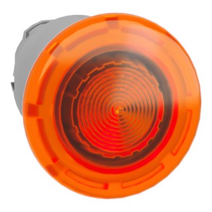 Picture of Head for illuminated push button, Harmony XB4, metal, orange mushroom 40mm, 22mm, universal LED, spring return, unmarked