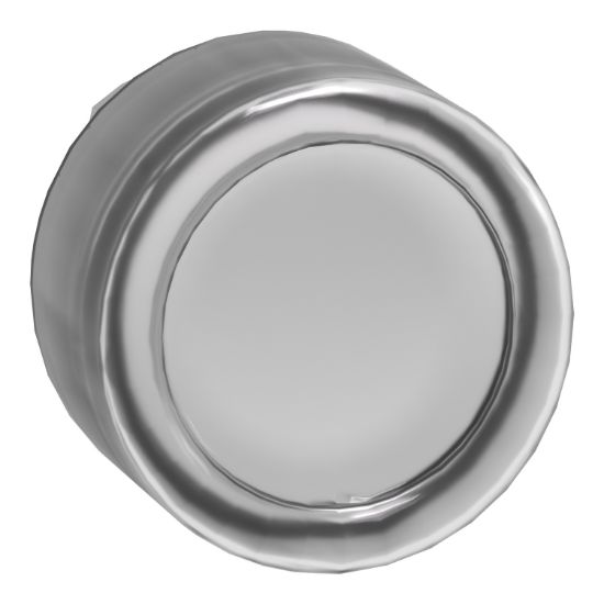 Picture of Head for illuminated push button, Harmony XB4, metal, white flush, 22mm, universal LED, spring return, clear boot