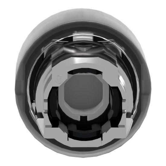 Picture of Head for illuminated push button, Harmony XB4, metal, white flush, 22mm, universal LED, spring return, clear boot