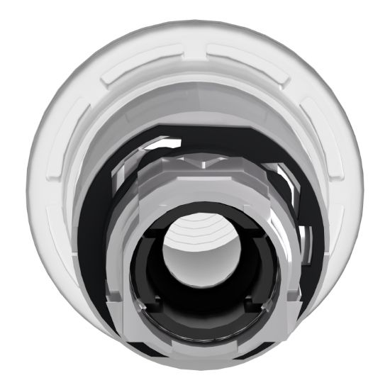 Picture of Head for illuminated push button, Harmony XB4, white, mushroom 40mm, 22mm, latching, push pull to release, universal LED, unmarked