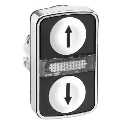 Picture of Head for illuminated double headed push button, Harmony XB4, white flush/white flush pushbutton 22mm with marking