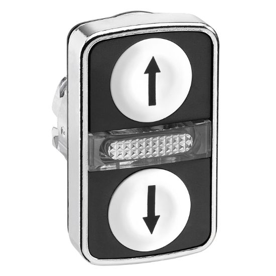 Picture of Head for illuminated double headed push button, Harmony XB4, white flush/white flush pushbutton 22mm with marking