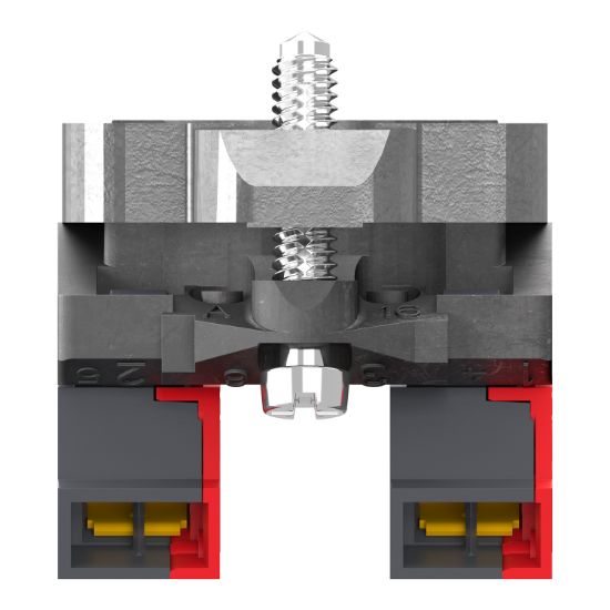 Picture of Complete body contact assembly, Harmony XB4, single contact, with fixing collar, metal, 2 NC, compact push in terminals