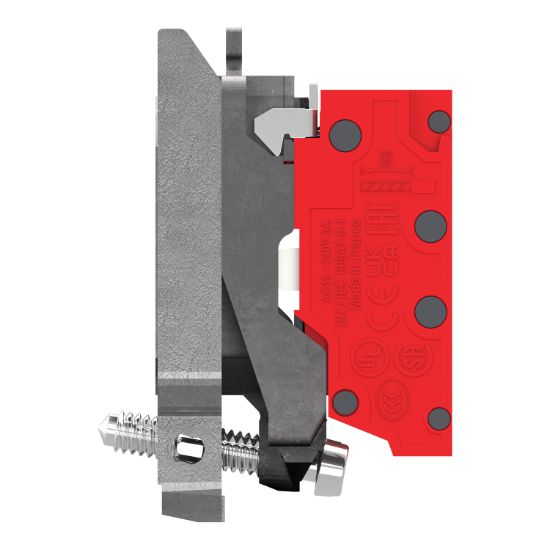 Picture of Complete body contact assembly, Harmony XB4, single contact, with fixing collar, metal, 2 NC, compact push in terminals