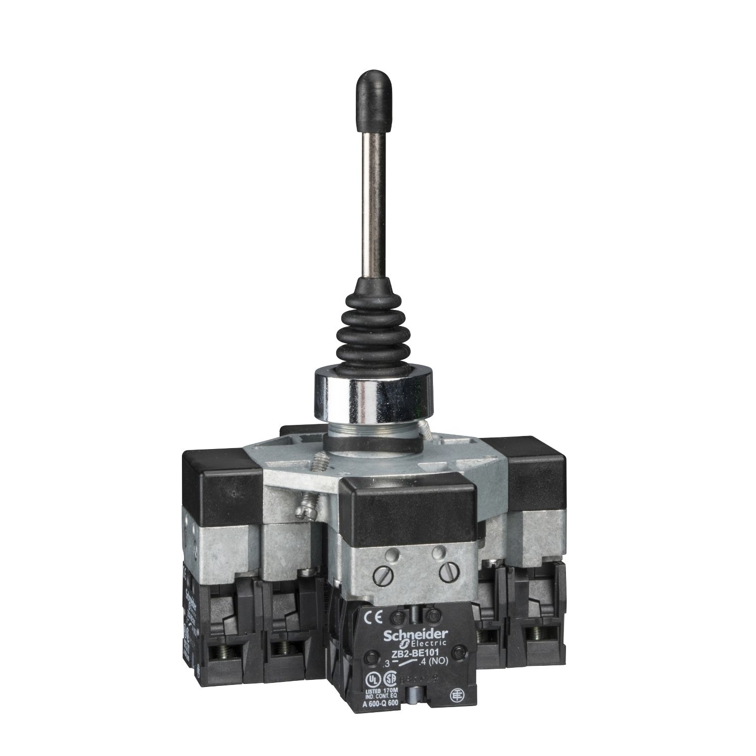 Picture of Complete joystick controller, XD2,XD4, 22mm, 4 directions 2NO per direction,1st notch stay put, 2nd notch with spring return to 1st notch