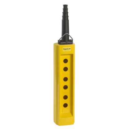 Picture of Empty pendant control station, Harmony XAC, plastic, yellow, 6 cut outs, for cable 10...22mm
