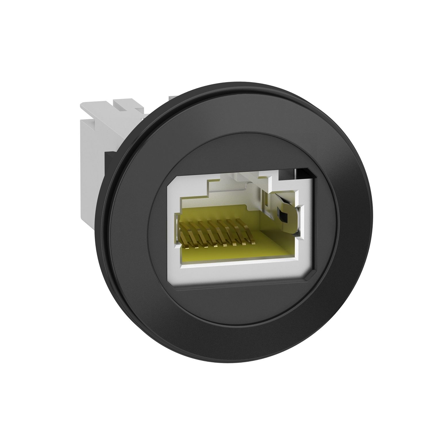 Picture of Panel mounted RJ45 port, Harmony XB5, plastic, 22mm, for ethernet interface, RJ45 jack