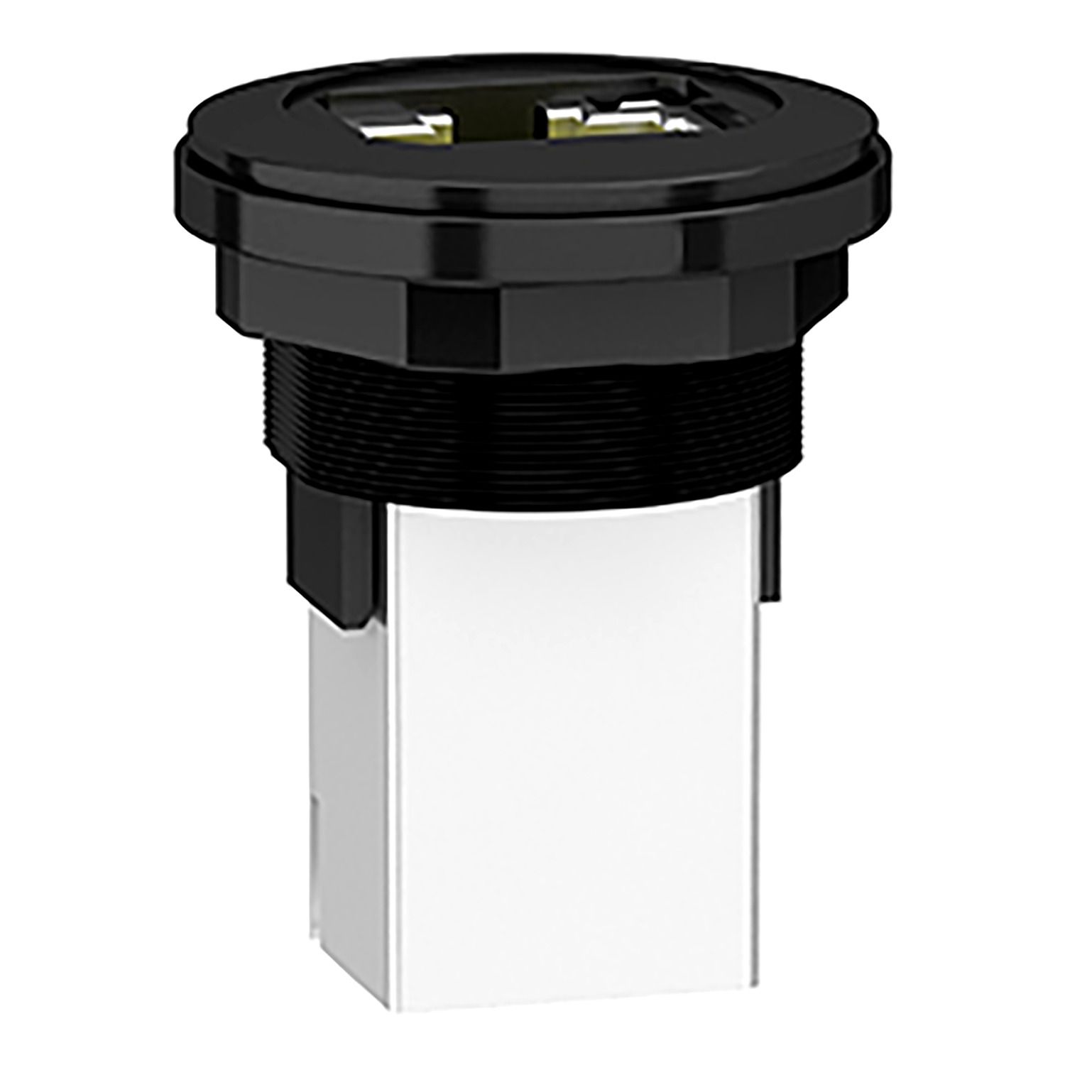 Picture of Panel mounted RJ45 port, Harmony XB5, plastic, 22mm, for ethernet interface, RJ45 jack