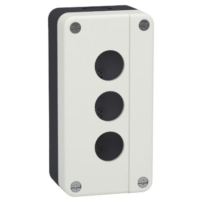 Picture of Empty enclosure, Easy Harmony XALB, plastic, grey lid, 3 cut outs, 22mm, IP65