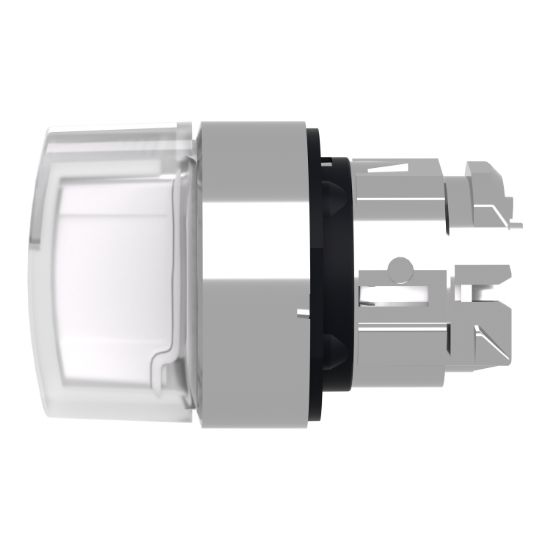 Picture of Head for illuminated selector switch, Harmony XB4, chromium metal, white handle, 22mm, universal LED, 3 positions, to center