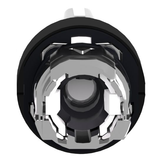 Picture of Head for illuminated selector switch, Harmony XB4, black metal, white handle, 22mm, universal LED, 3 positions, to center