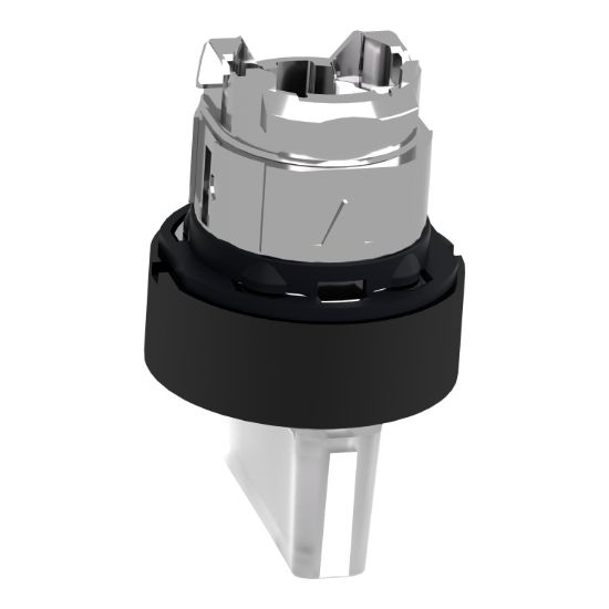 Picture of Head for illuminated selector switch, Harmony XB4, black metal, white handle, 22mm, universal LED, 3 positions, to center