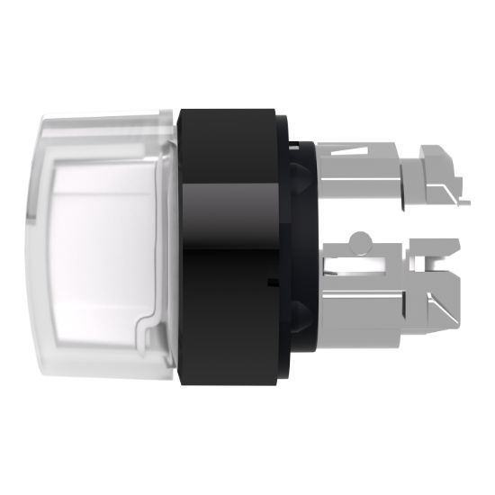 Picture of Head for illuminated selector switch, Harmony XB4, black metal, white handle, 22mm, universal LED, 3 positions, to center