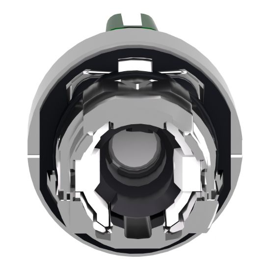 Picture of Head for illuminated selector switch, Harmony XB4, chromium metal, green handle, 22mm, universal LED, 3 positions, left to center