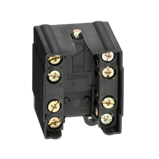 Picture of Limit switch contact block, Limit switches XC Standard, XESP, 2 C/O snap action, staggered, silver plated