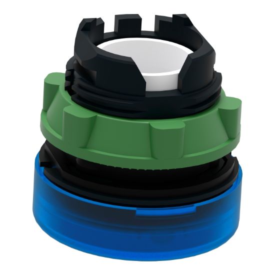 Picture of Head for Pilot light, Harmony XB5, plastic, blue, 22mm, universal LED, plain lens