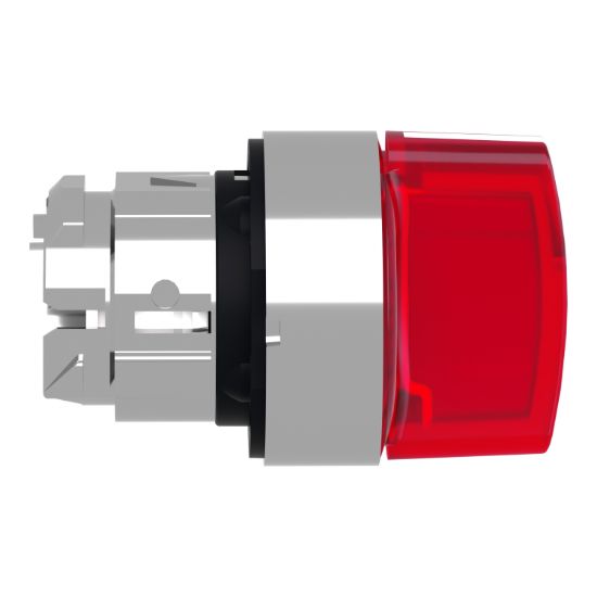 Picture of Head for illuminated selector switch, Harmony XB4, metal, red handle, 22mm, universal LED, 3 positions, right to center