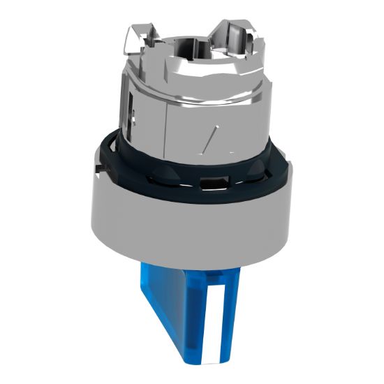 Picture of Head for illuminated selector switch, Harmony XB4, metal, blue handle, 22mm, universal LED, 3 positions, right to center