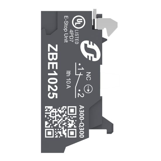 Picture of Single contact block, Harmony XB4, Hamony XB5, silver alloy, compact push in terminals, 1 NC