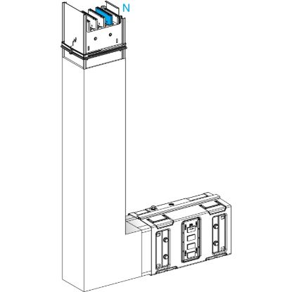 Picture of Elbow, Canalis KSA630, aluminium, 500/630A, side B made to measure, to go upward, 3L+N+PE, white RAL9001