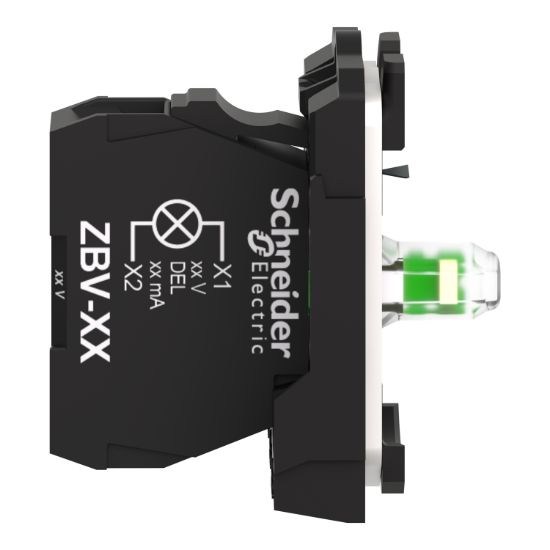 Picture of Complete body light block assembly, Harmony XB5, plastic, universal LED, body fixing collar, 24V AC DC